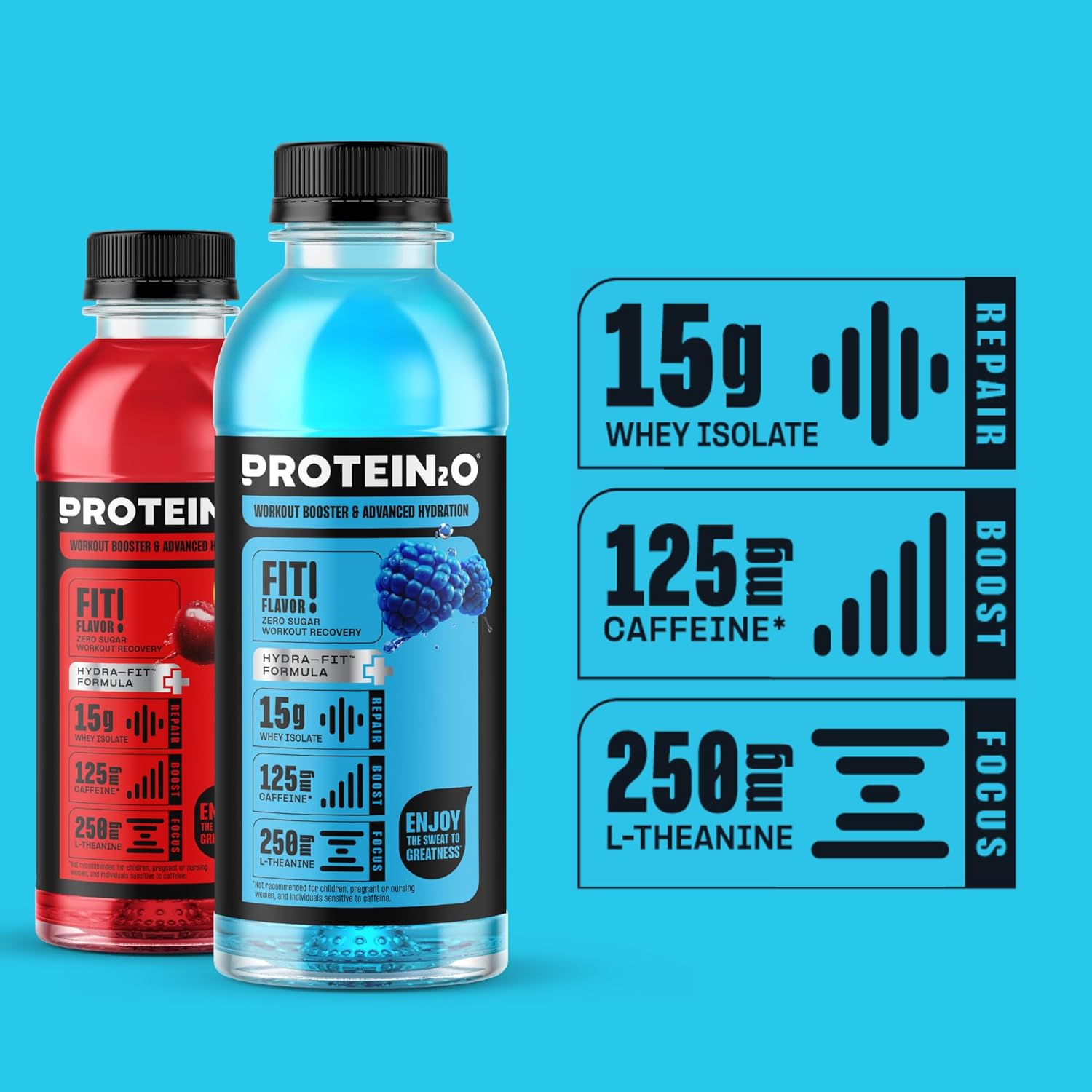 Protein2o Variety Pack with 15g Whey Protein Infused Water, Energizing 16.9oz Bottles (12 Count)