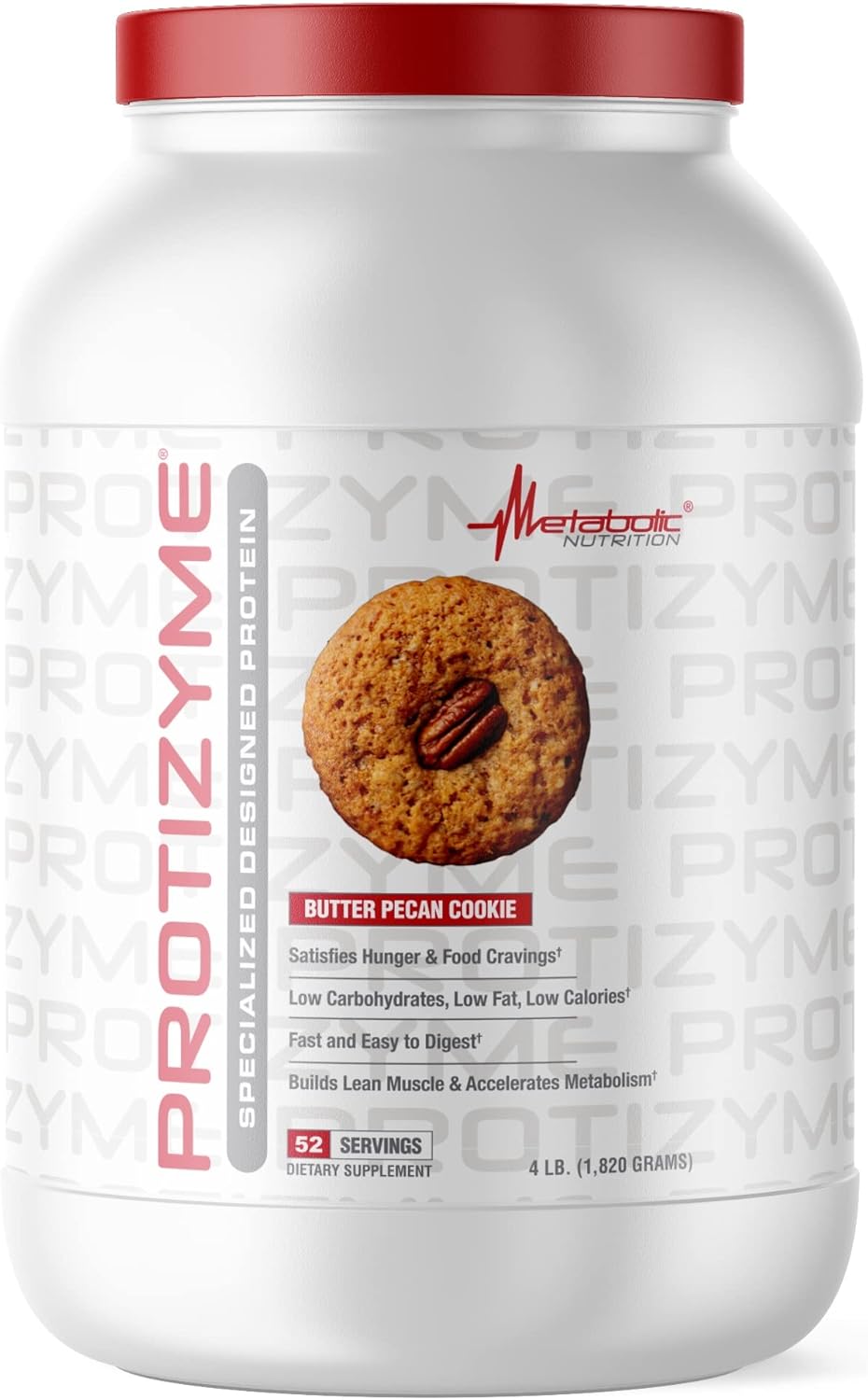 Protizyme 100% Whey Protein Powder with Digestive Enzymes, 24 Essential Vitamins & Minerals - High Protein, Low Carb, Low Fat - 4lb (52 Servings)