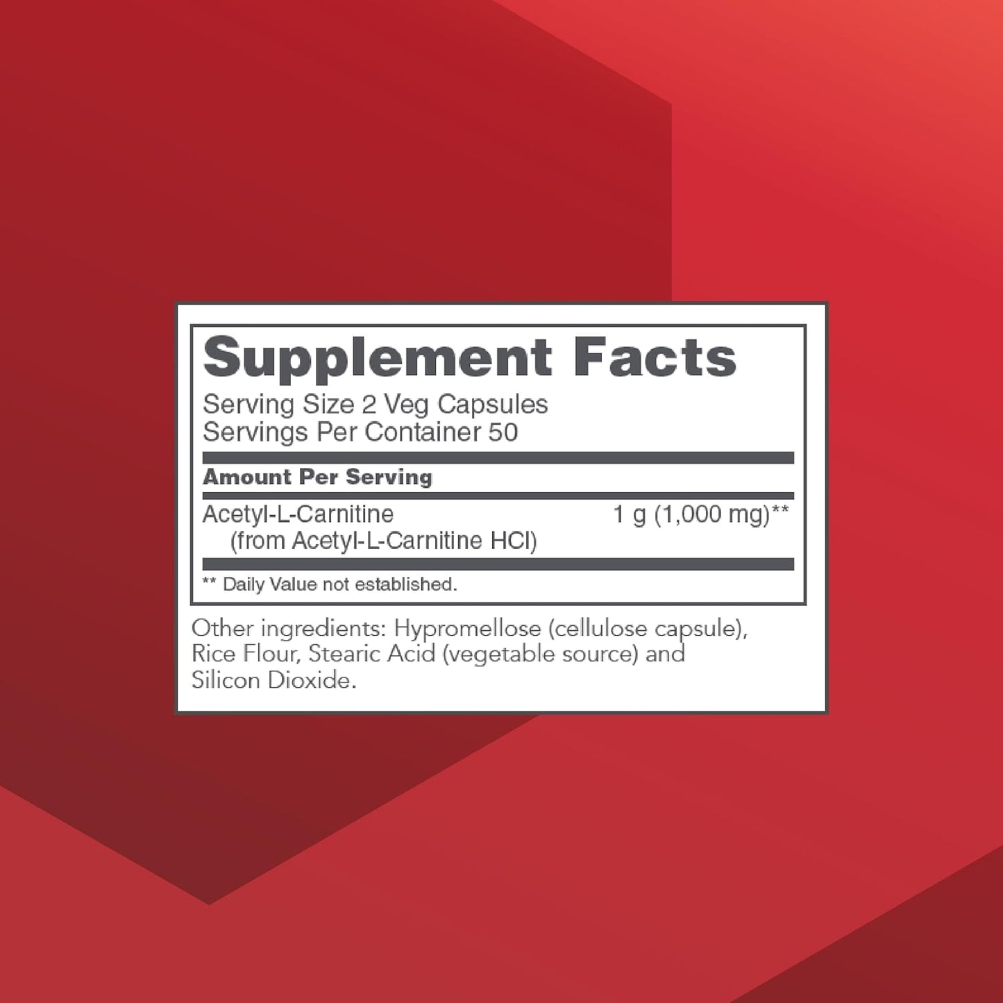 Protocol Acetyl-L-Carnitine 500mg Capsules for Energy, Nerve, and Brain Support - 100 Count Vegan Capsules