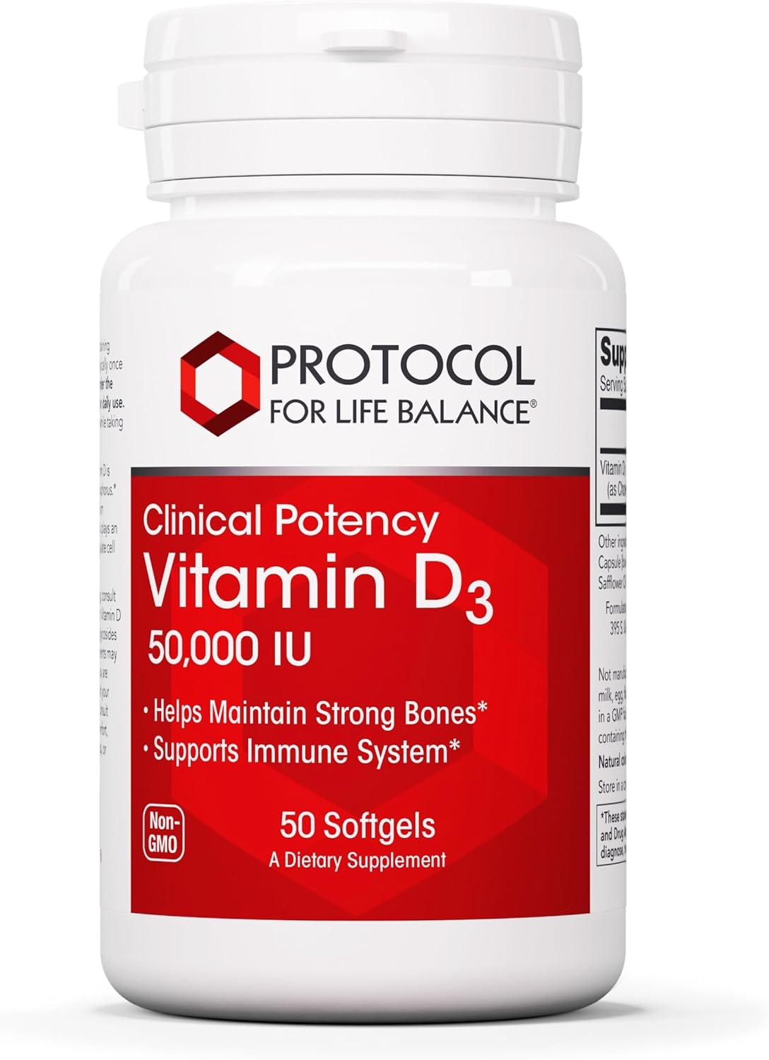 Protocol Vitamin D3 50000 IU Softgels for Immune Support and Bone Health