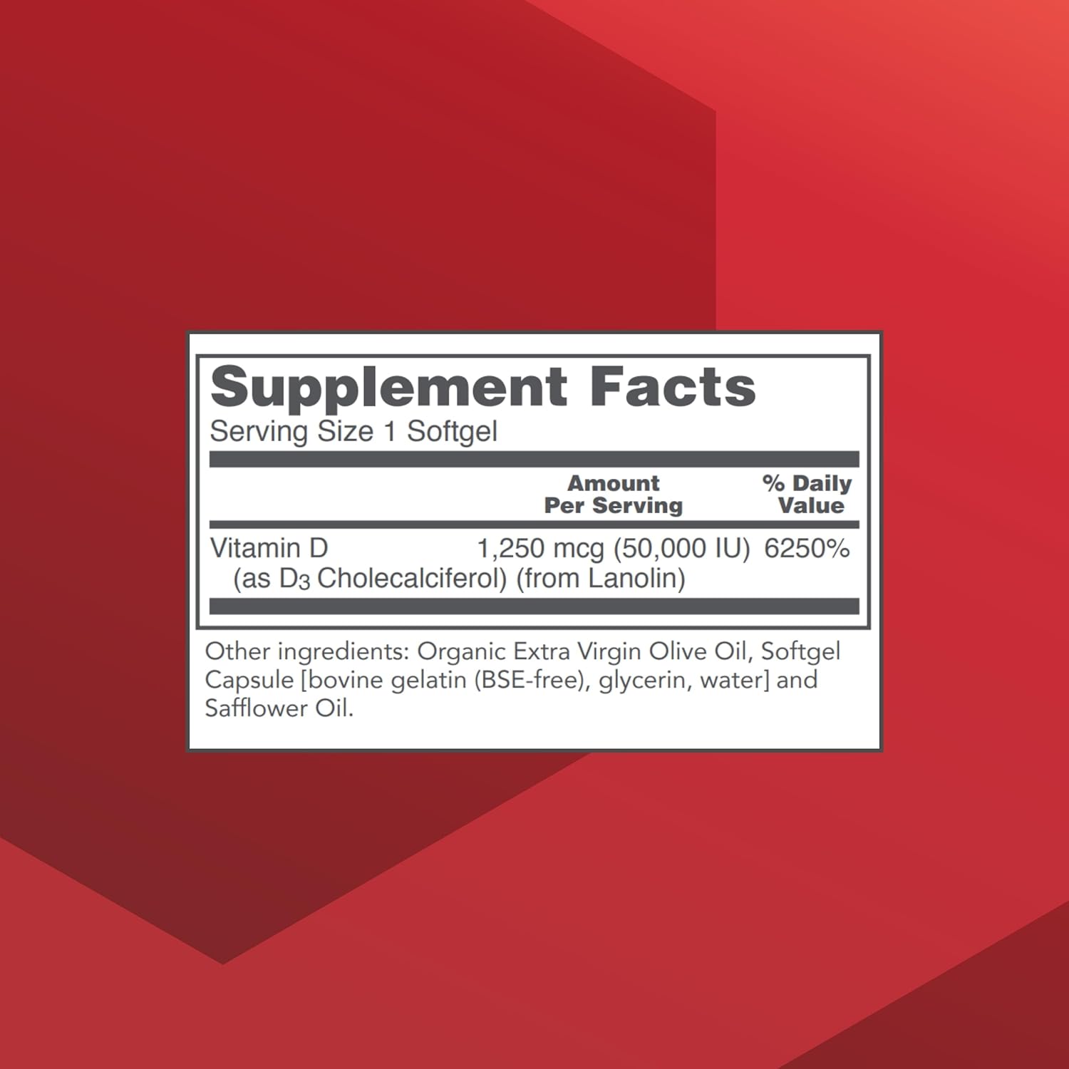 Protocol Vitamin D3 50000 IU Softgels for Immune Support and Bone Health