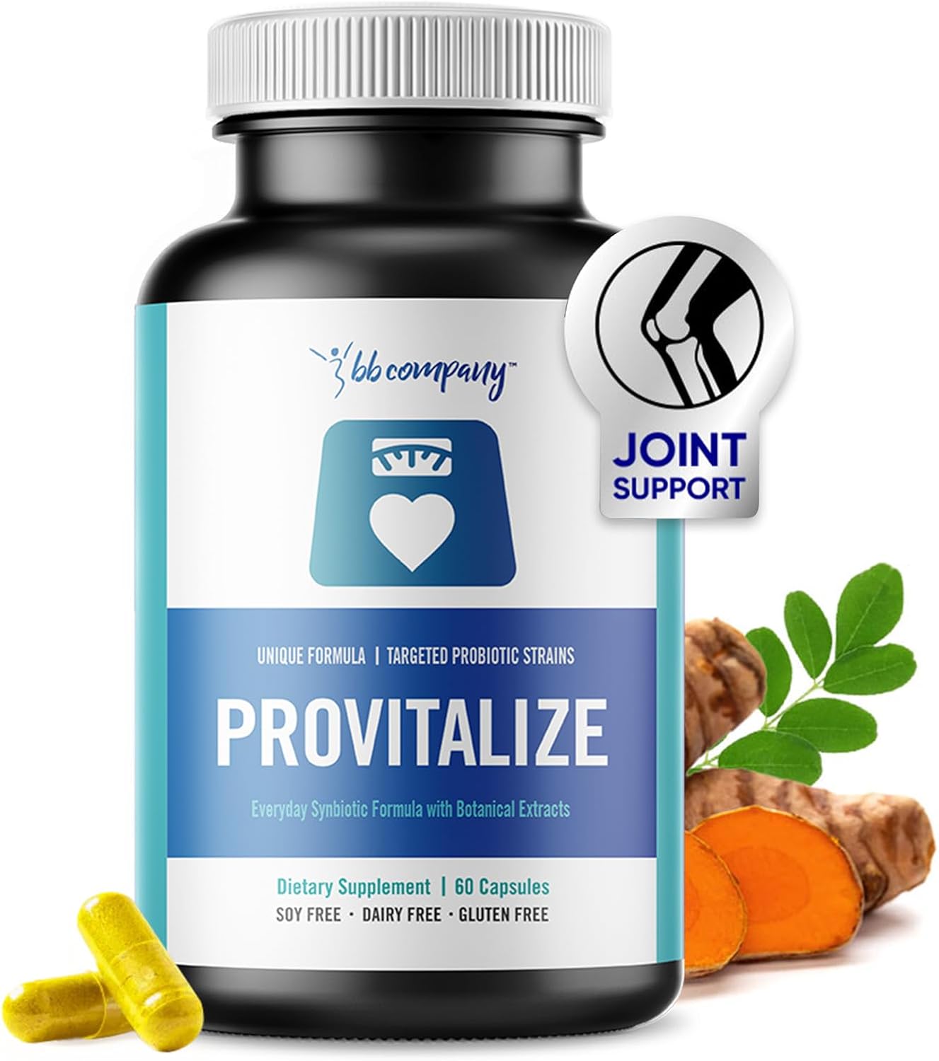 Provitalize Probiotics for Women and Menopause - Supports Joints, Digestion, and Midsection Curves with Turmeric, Curcumin, and Moringa - 60 Ct