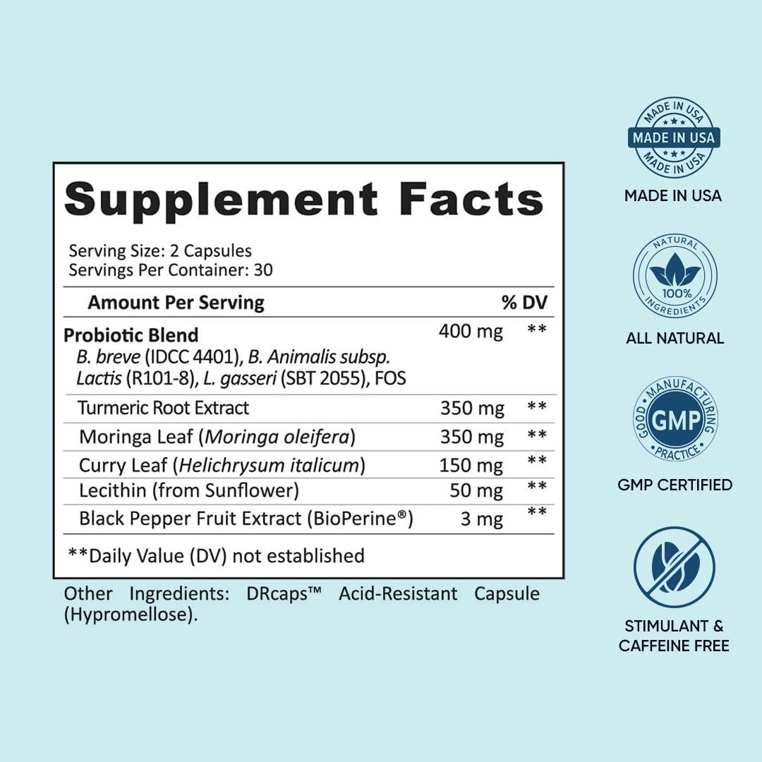 Provitalize Probiotics for Women and Menopause - Supports Joints, Digestion, and Midsection Curves with Turmeric, Curcumin, and Moringa - 60 Ct