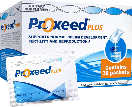 Proxeed Plus Men's Fertility Supplements - Boost Sperm Count, Concentration & Motility - L-Carnitine & Folic Acid Formula - 30 Powder Packets