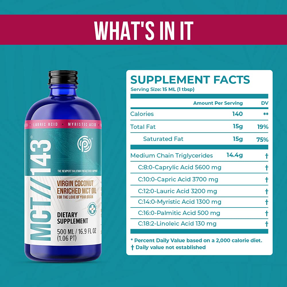 PRÜVIT MCT//143 Virgin Coconut Enriched MCT Oil - 16.9 OZ Bottle