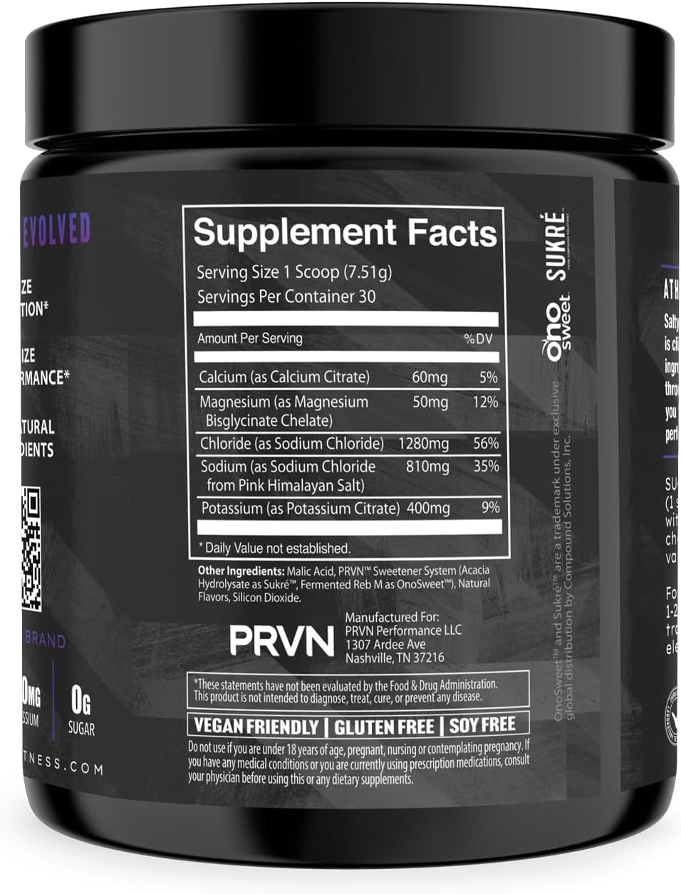 PRVN Performance Hydration+ Formula with Sodium, Potassium, & Chloride - Enhanced Hydration & Recovery - 30 Servings (Mixed Berry)