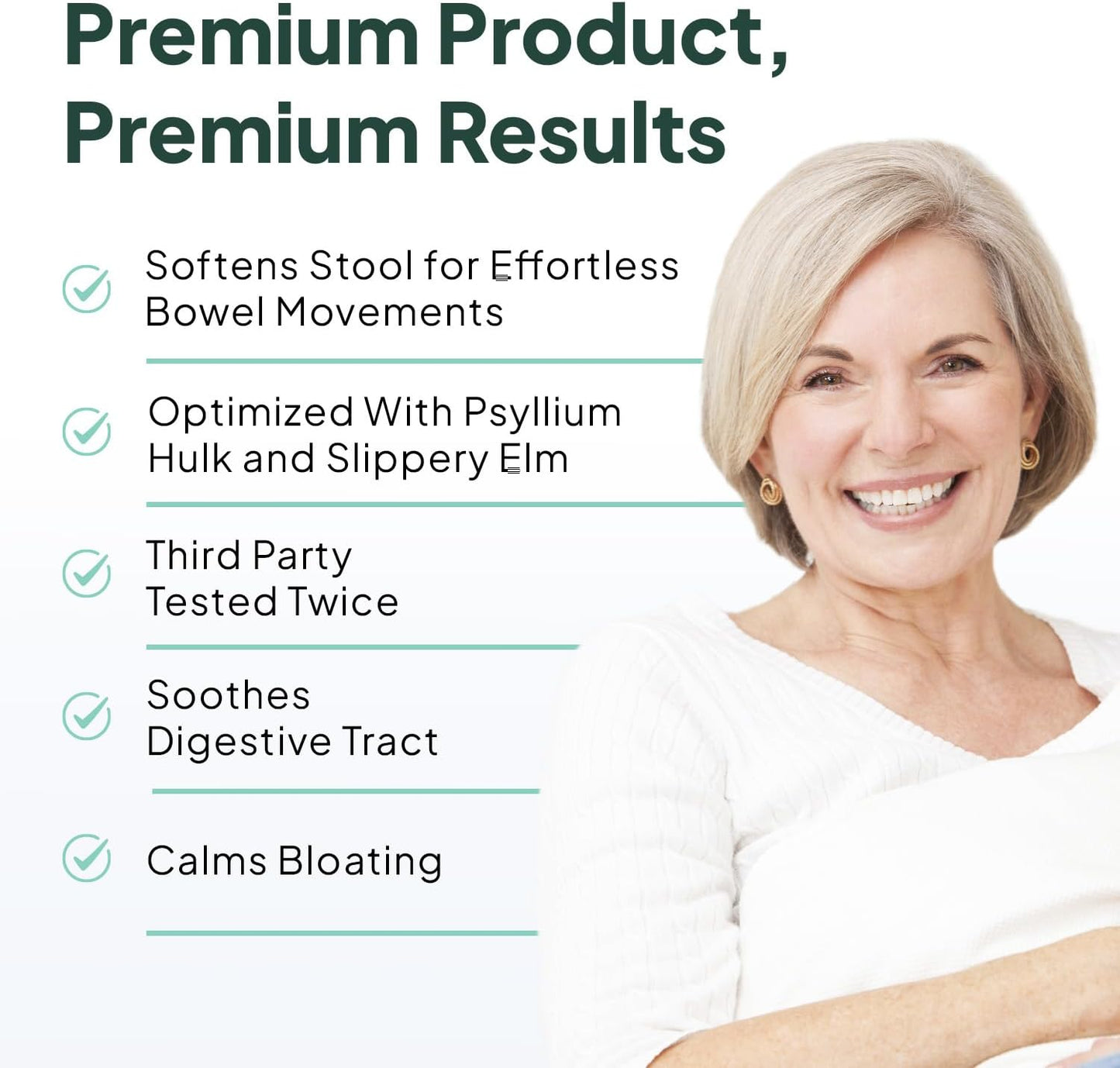 Psyllium and Slippery Elm Daily Fiber Supplement for Smooth Bowel Movements - 3 Bottles of Organics Ocean Better Fiber