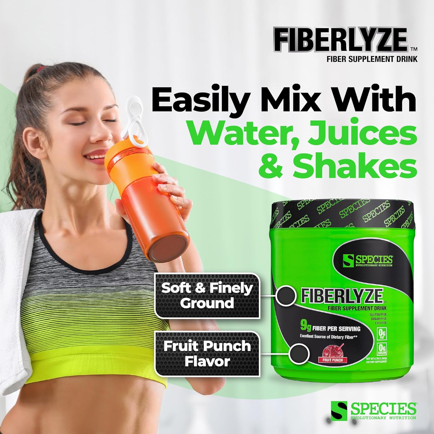 Psyllium Based Fiberlyze Fiber Supplement Powder for Digestive Health (Fruit Punch, 30 Servings)