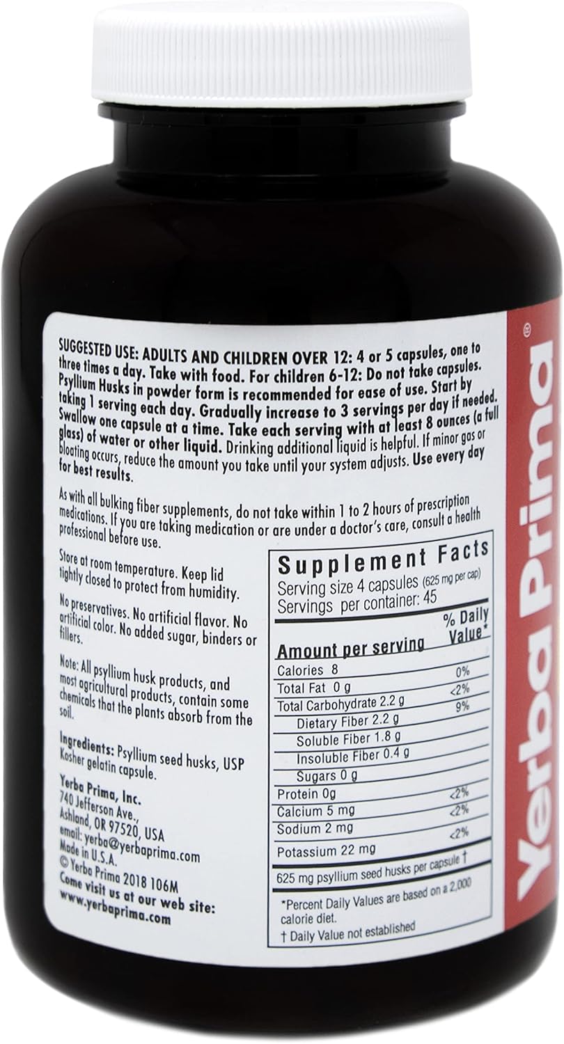 Psyllium Husk Capsules - 360 Capsules for Colon Cleanse & Gut Health - Non-GMO Gluten Free - Easy to Swallow Fiber Supplement