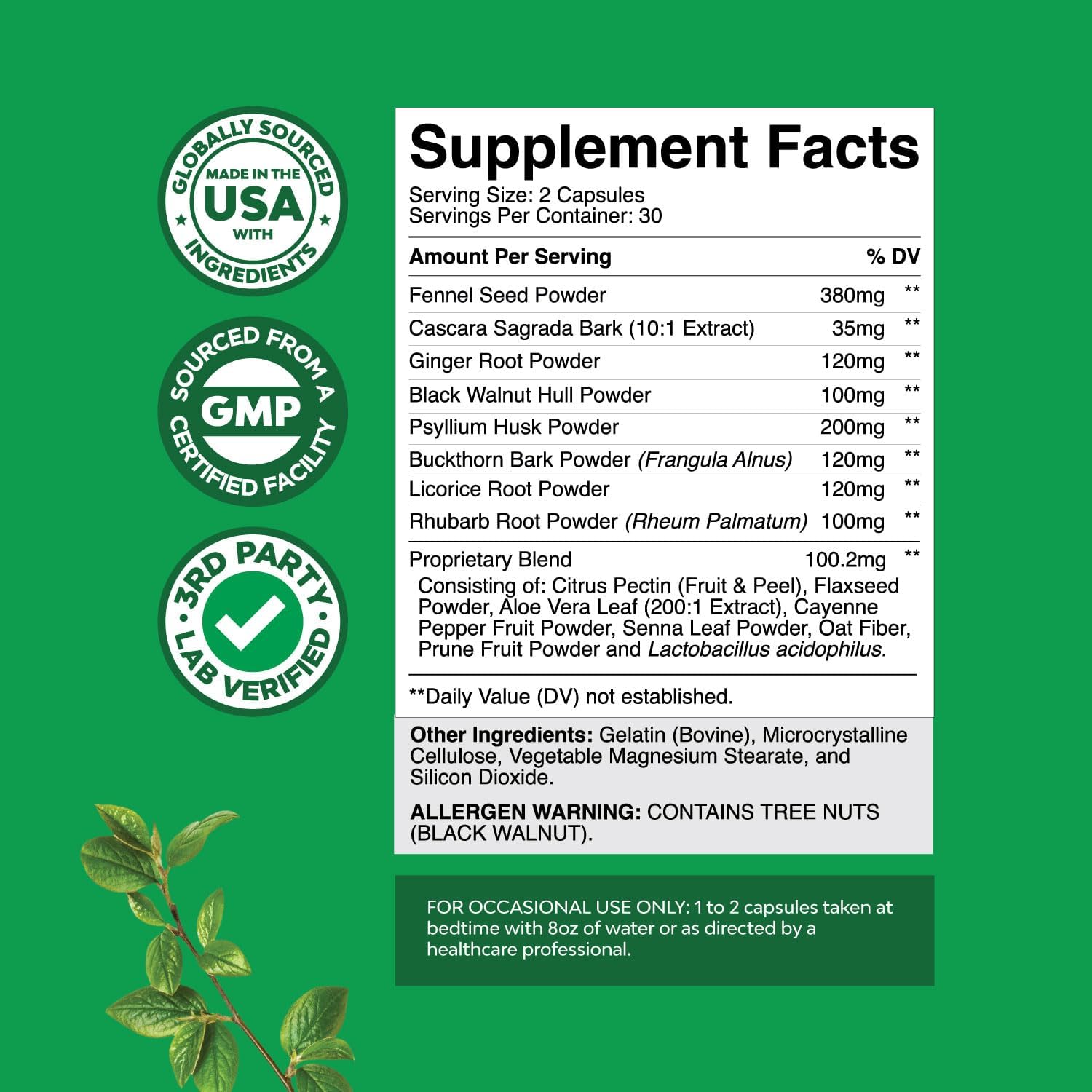 Psyllium Husk Capsules with Lactobacillus Acidophilus for Colon Cleanse & Detox - Gut Health Probiotic Supplement by Natures Craft
