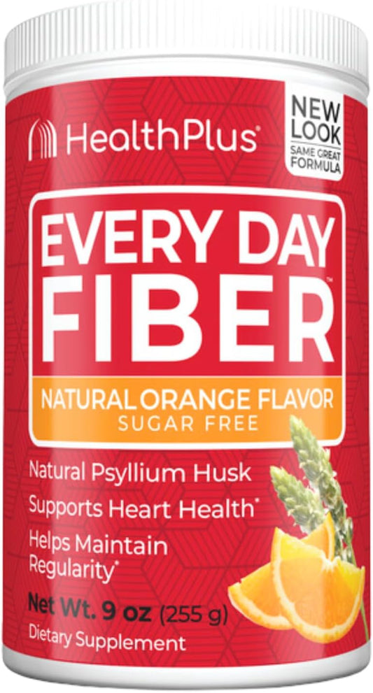 Psyllium Husk Fiber Supplement for Digestive Health | Orange Flavor | 9oz, 36 Servings | Bloating Relief & Toxin Elimination | No Artificial Flavors