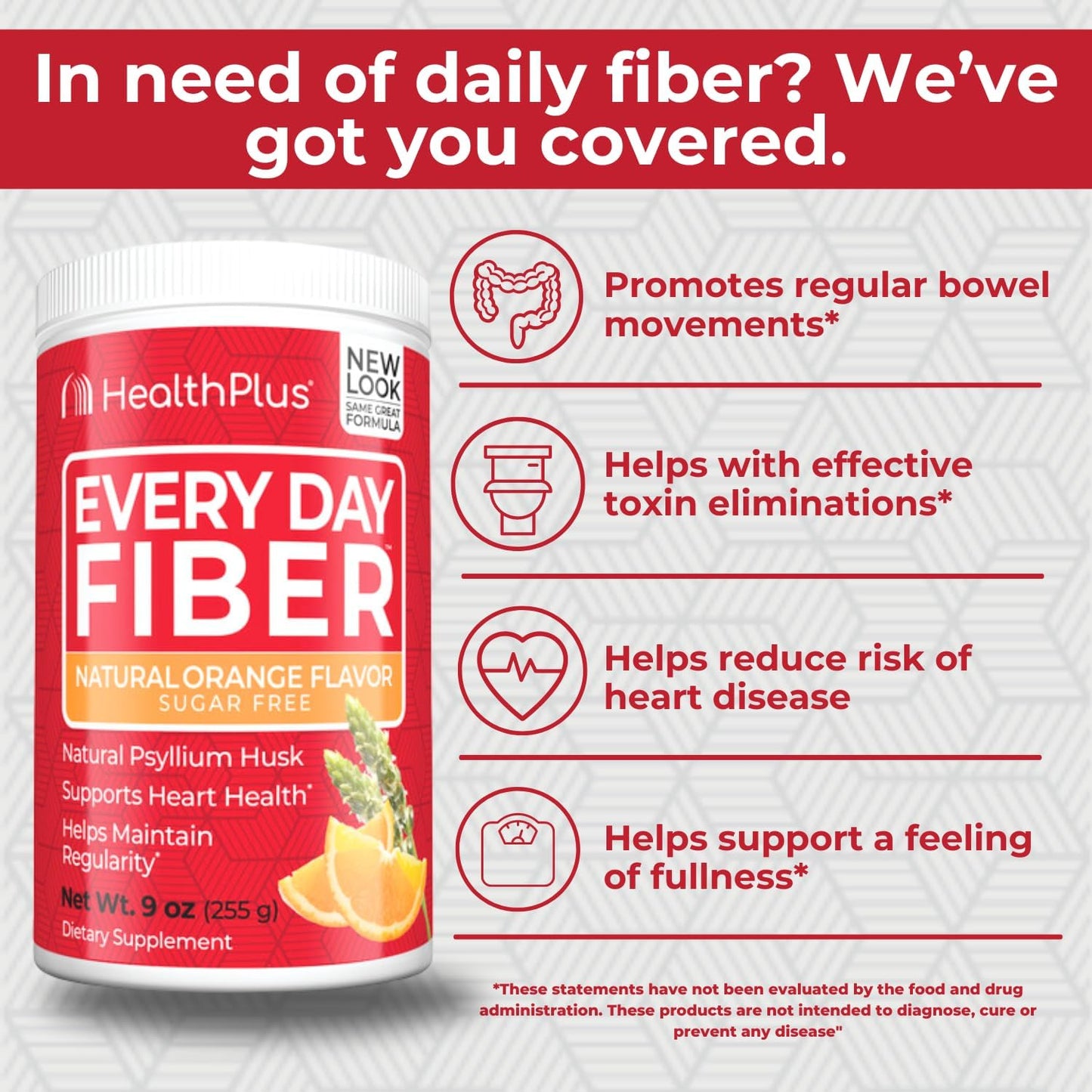 Psyllium Husk Fiber Supplement for Digestive Health | Orange Flavor | 9oz, 36 Servings | Bloating Relief & Toxin Elimination | No Artificial Flavors