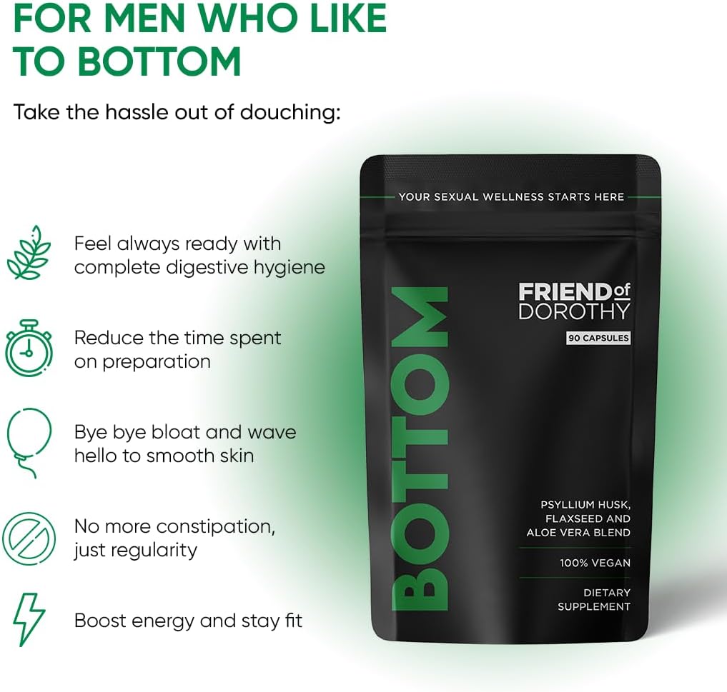 Psyllium Husk Fiber Supplement for Men Who Bottom - Promotes Digestive Regularity - 90 Vegan Capsules