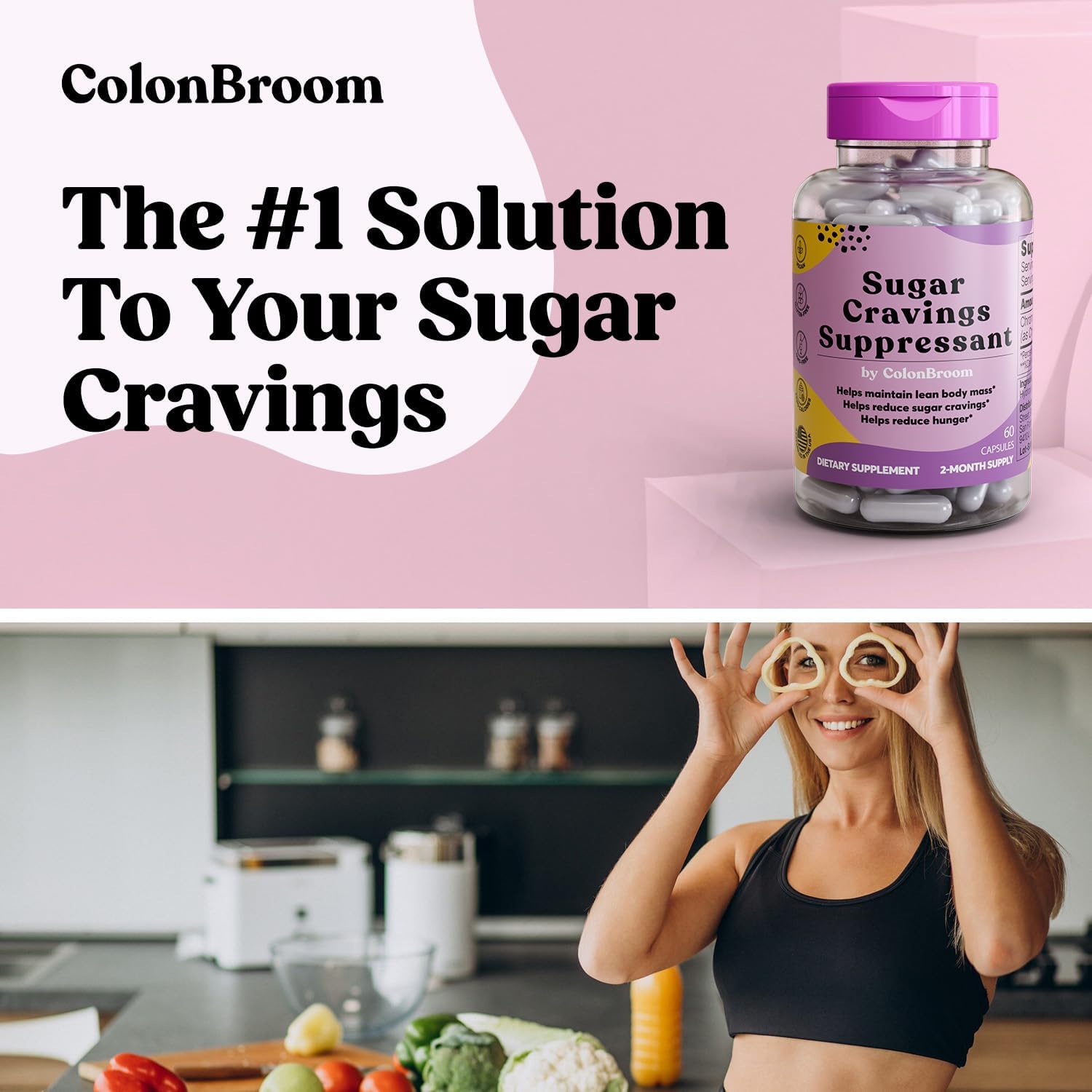 Psyllium Husk Powder Colon Cleanser & Sugar Craving Suppressant Bundle - 200mcg Chromium Picolinate - 60 Servings each