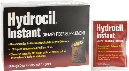 Psyllium Husk Powder Fiber Supplement with 30 Convenient Single-Dose Packets