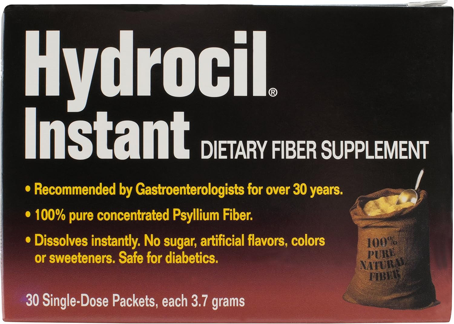 Psyllium Husk Powder Fiber Supplement with 30 Convenient Single-Dose Packets