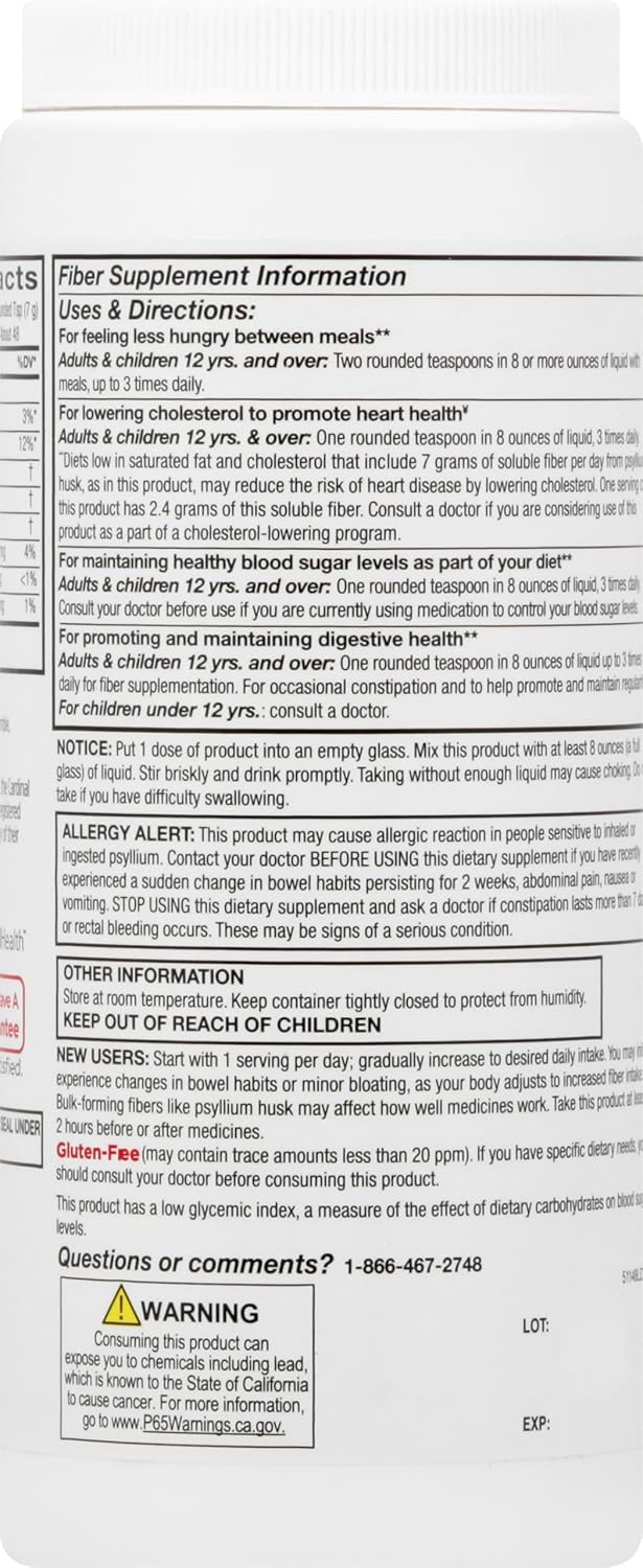 Psyllium Husk Powder Supplement for Digestive Health - 100% Natural, Plant Based Fiber - Gluten Free, Non-GMO - 13 OZ