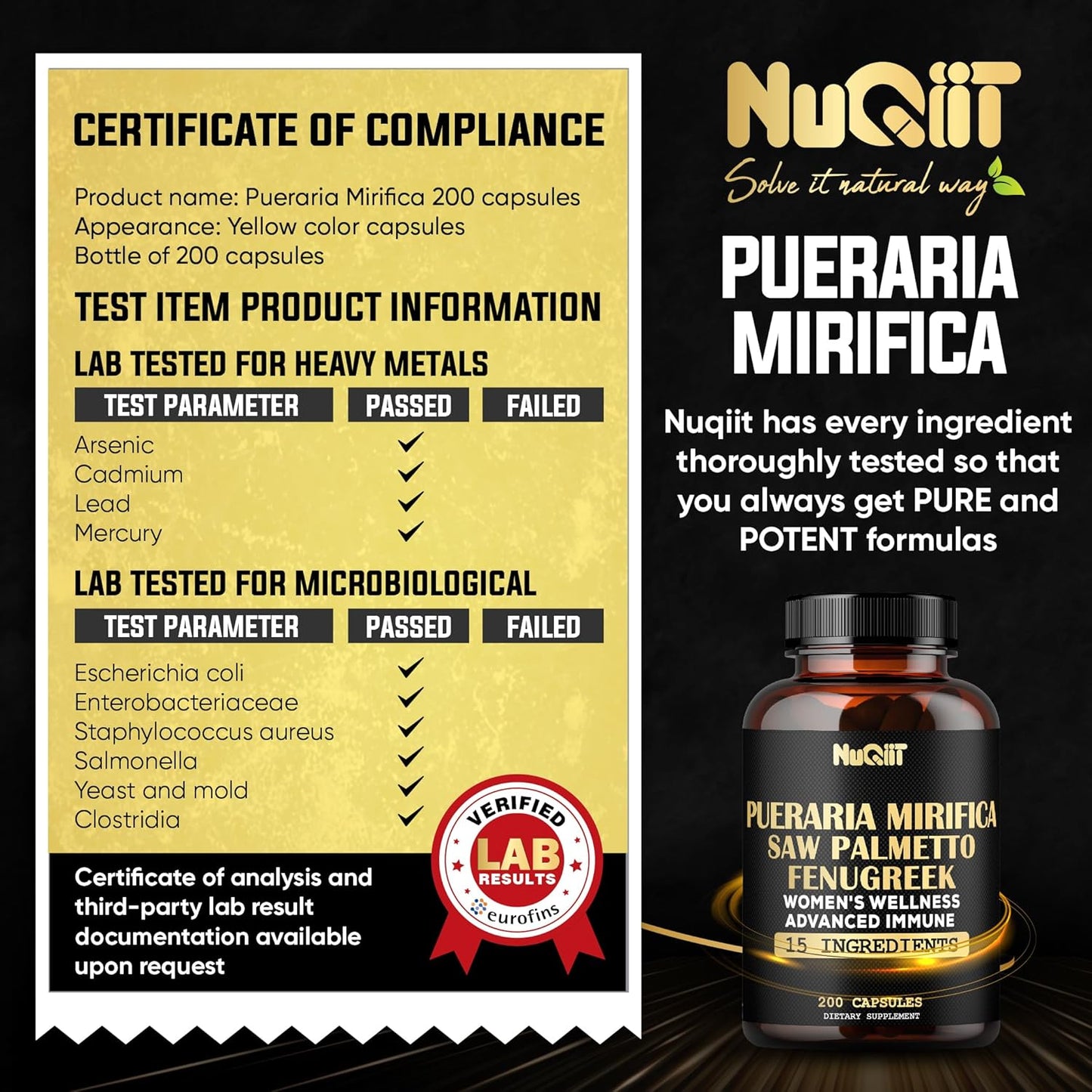 Pueraria Mirifica & Fenugreek Immune Women's Wellness Supplement - 200 Capsules