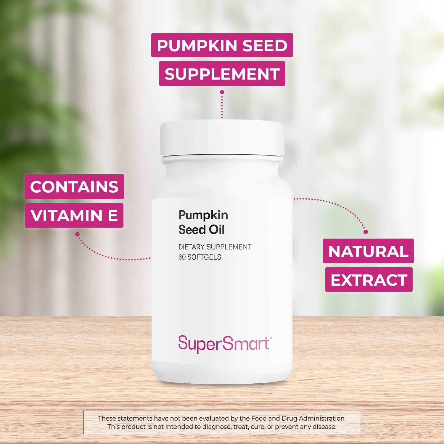 Pumpkin Seed Oil Supplement with Vitamin E for Hair Growth - 1000mg Daily Dose - Non-GMO & Gluten Free Softgels - 60 Count
