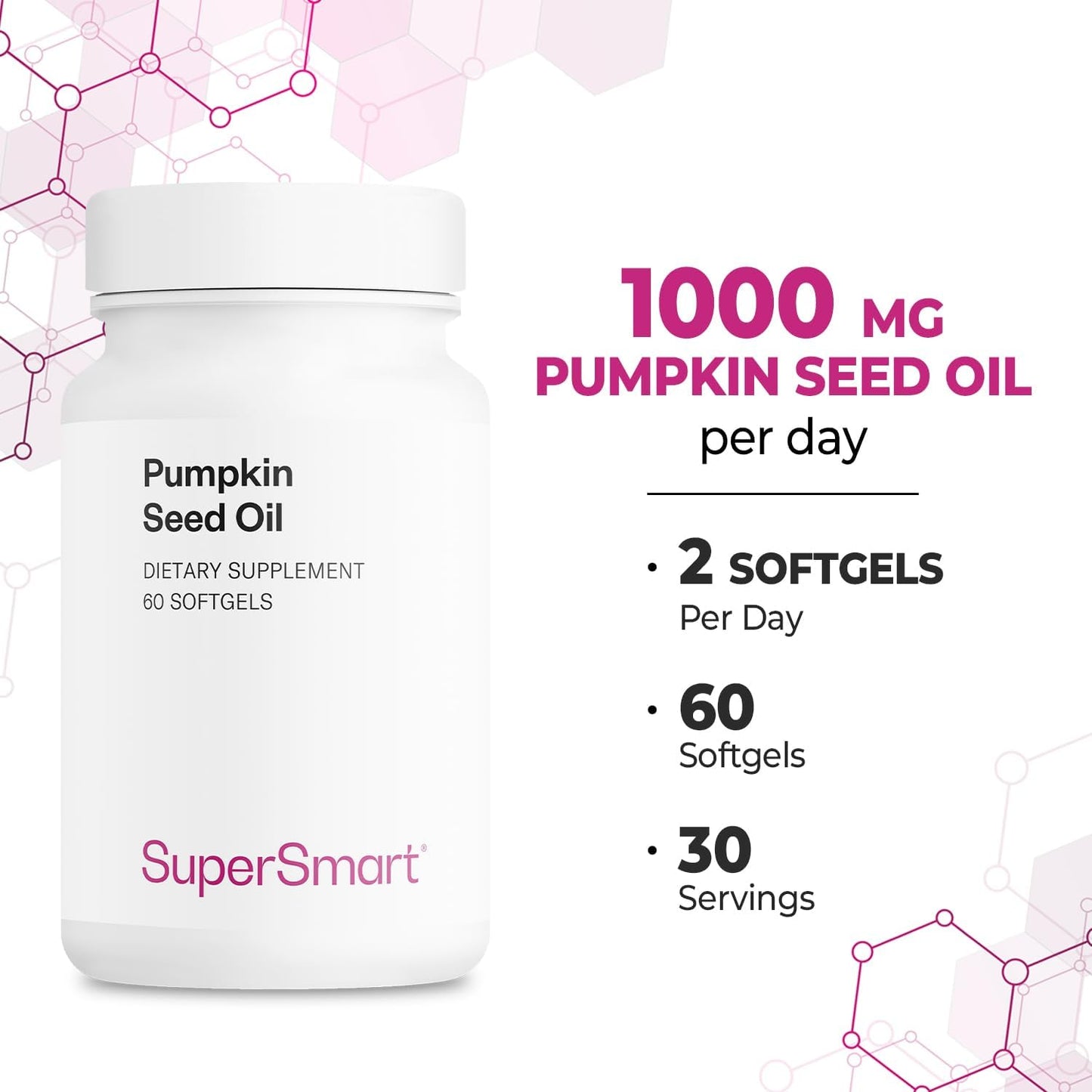 Pumpkin Seed Oil Supplement with Vitamin E for Hair Growth - 1000mg Daily Dose - Non-GMO & Gluten Free Softgels - 60 Count