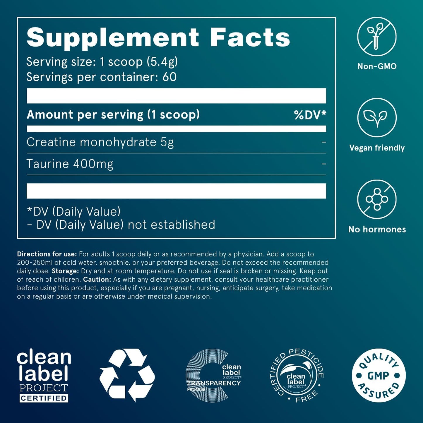 Puori Creatine Monohydrate Powder with Taurine - Unflavored Pre-Workout Supplement for Enhanced Strength & Performance - 60 Servings