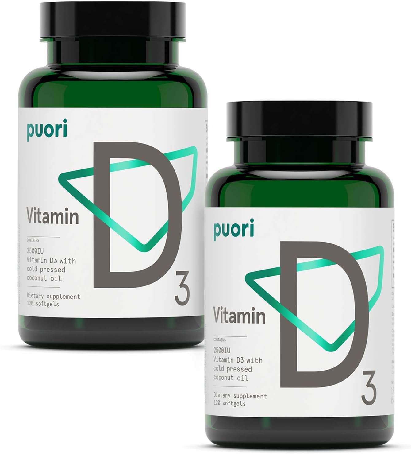 Puori Vitamin D3 with Virgin Coconut Oil - 240 Softgels x 2500 IU - Supports Muscle Function, Bone Health, and Immune System - Non-GMO and Gluten Free - Adults