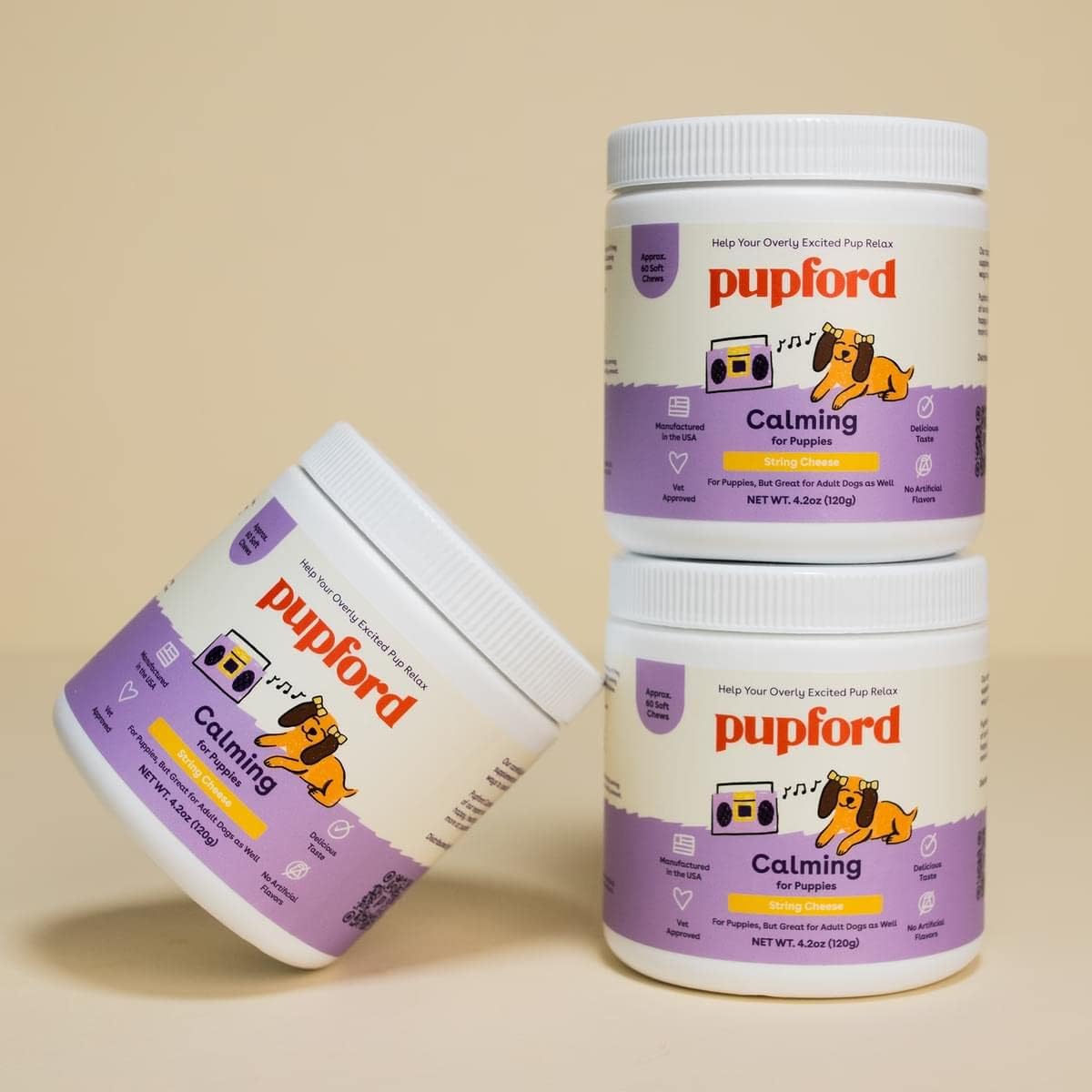 Pupford Calming Supplement for Dogs, USA-Made, Vet Approved, Natural Ingredients, 4.2 oz
