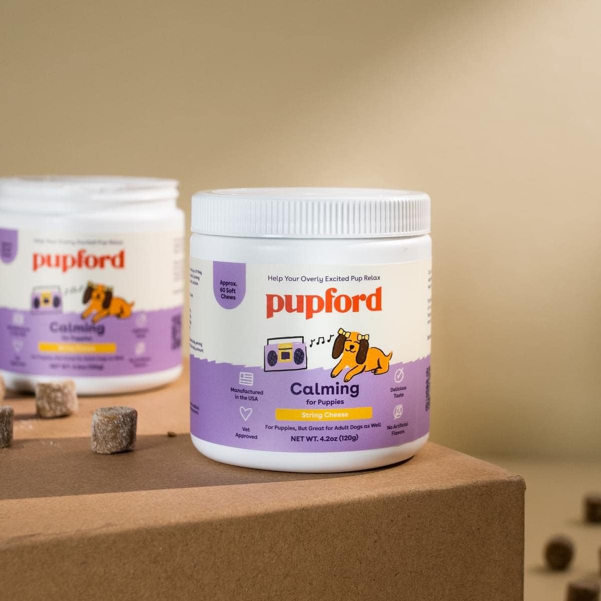 Pupford Calming Supplement for Dogs, USA-Made, Vet Approved, Natural Ingredients, 4.2 oz