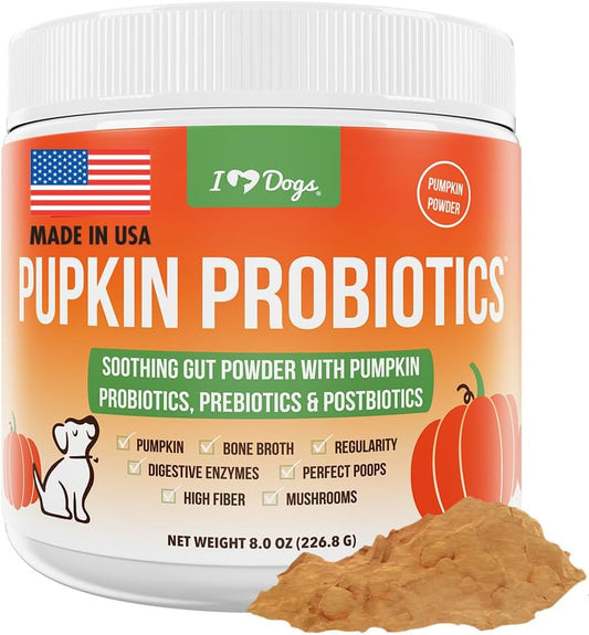 Pupkin Probiotics for Dogs with Pumpkin, Bone Broth & Mushrooms - 30 Scoops