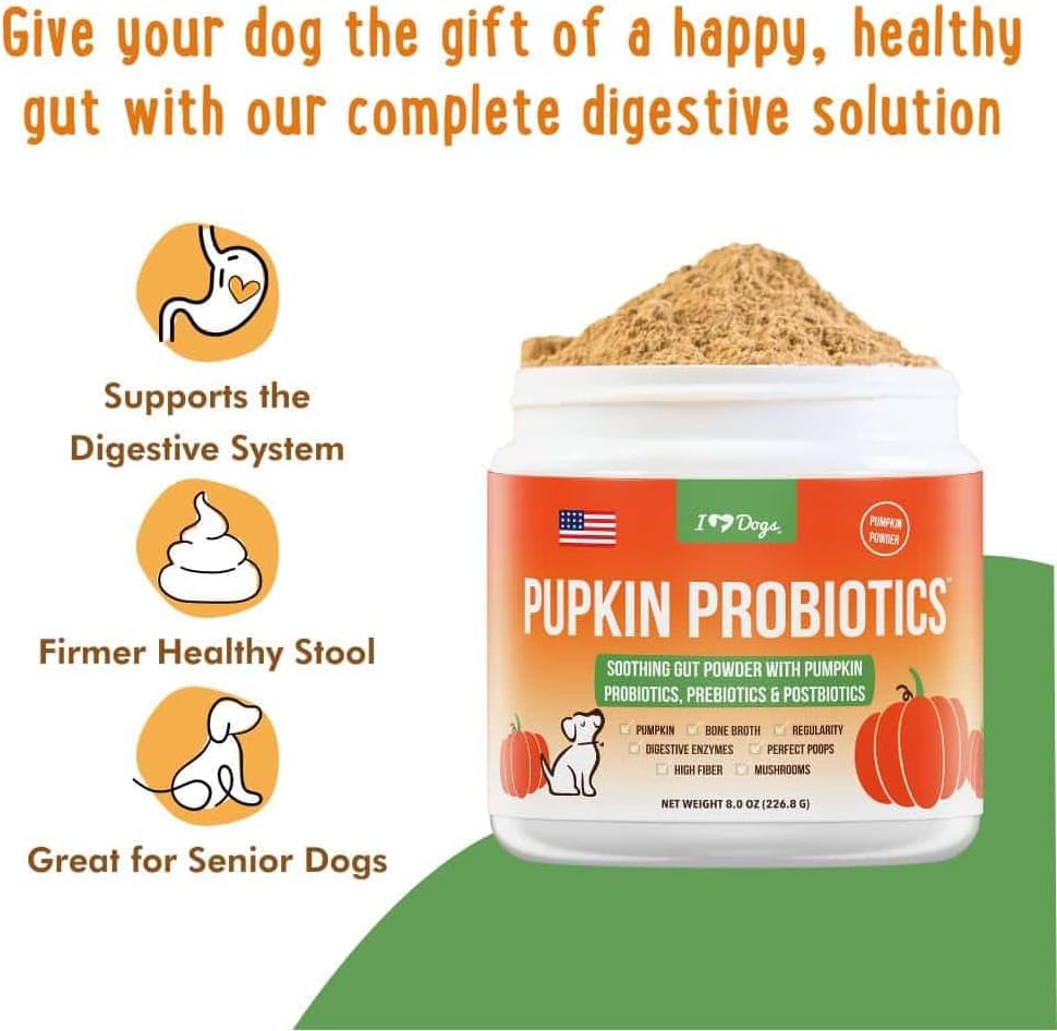 Pupkin Probiotics for Dogs with Pumpkin, Bone Broth & Mushrooms - 30 Scoops
