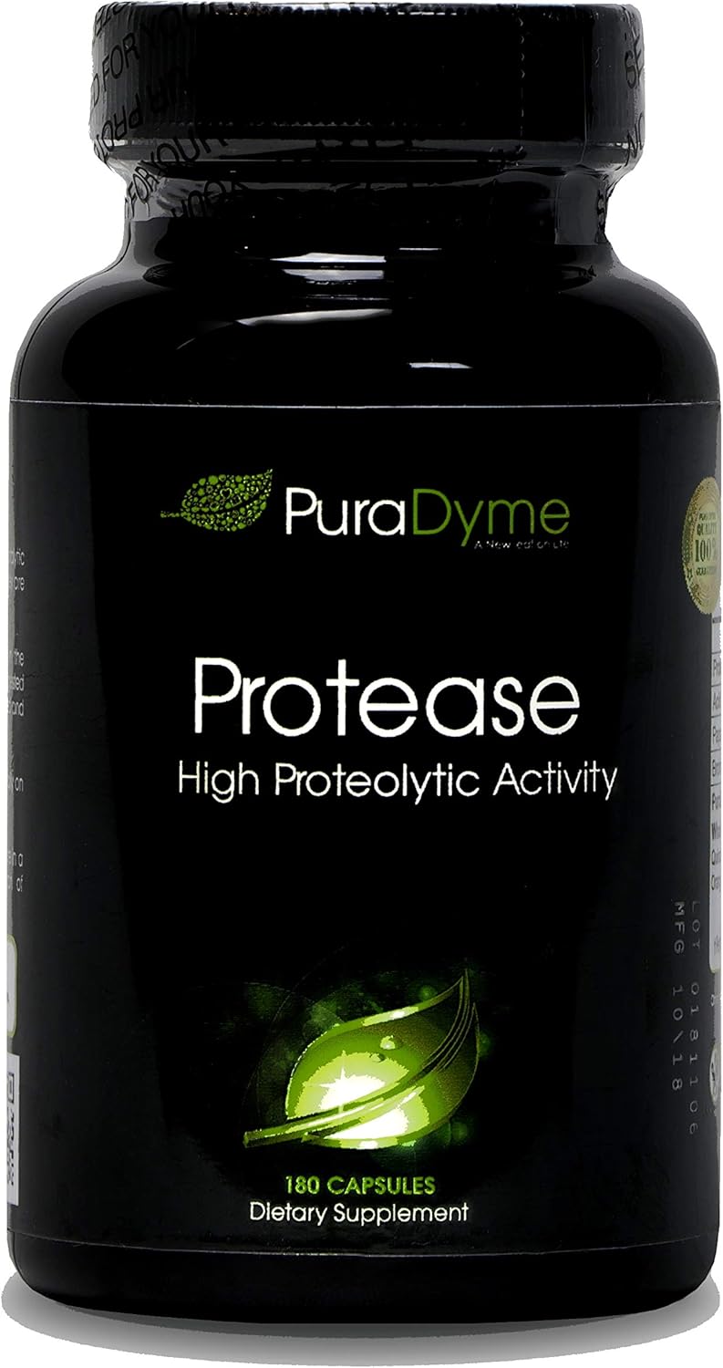 PuraDyme Protease Enzyme Supplement - 180 Capsules for Digestive Support