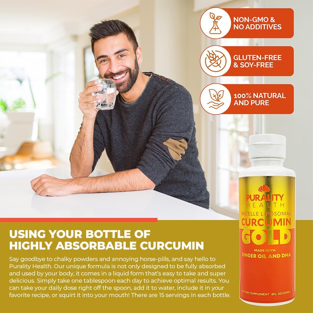 PURALITY HEALTH Curcumin Gold with Ginger Oil & DHA Omega-3s, Enhanced Absorption, Joint Health, 15 Day Supply