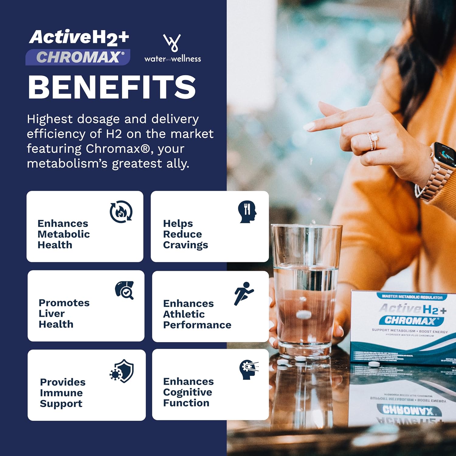 Purative Active H2+ Chromax Tablets - Boost Metabolism and Fitness with Hydrogen and Chromium - 30 Tablets