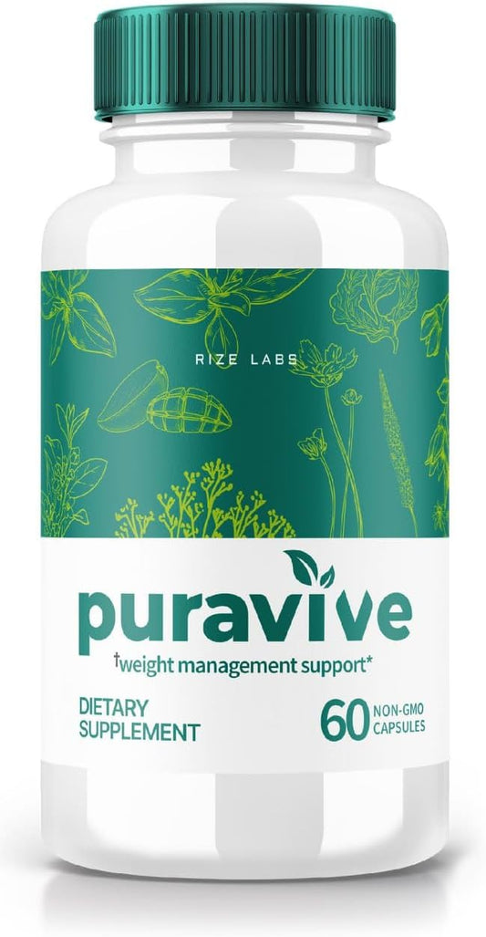 Puravive Exotic Rice Weight Loss Capsules - Boost BAT & Energy, Detox Cleanse, Non-GMO Easy Swallow Tablets (60)