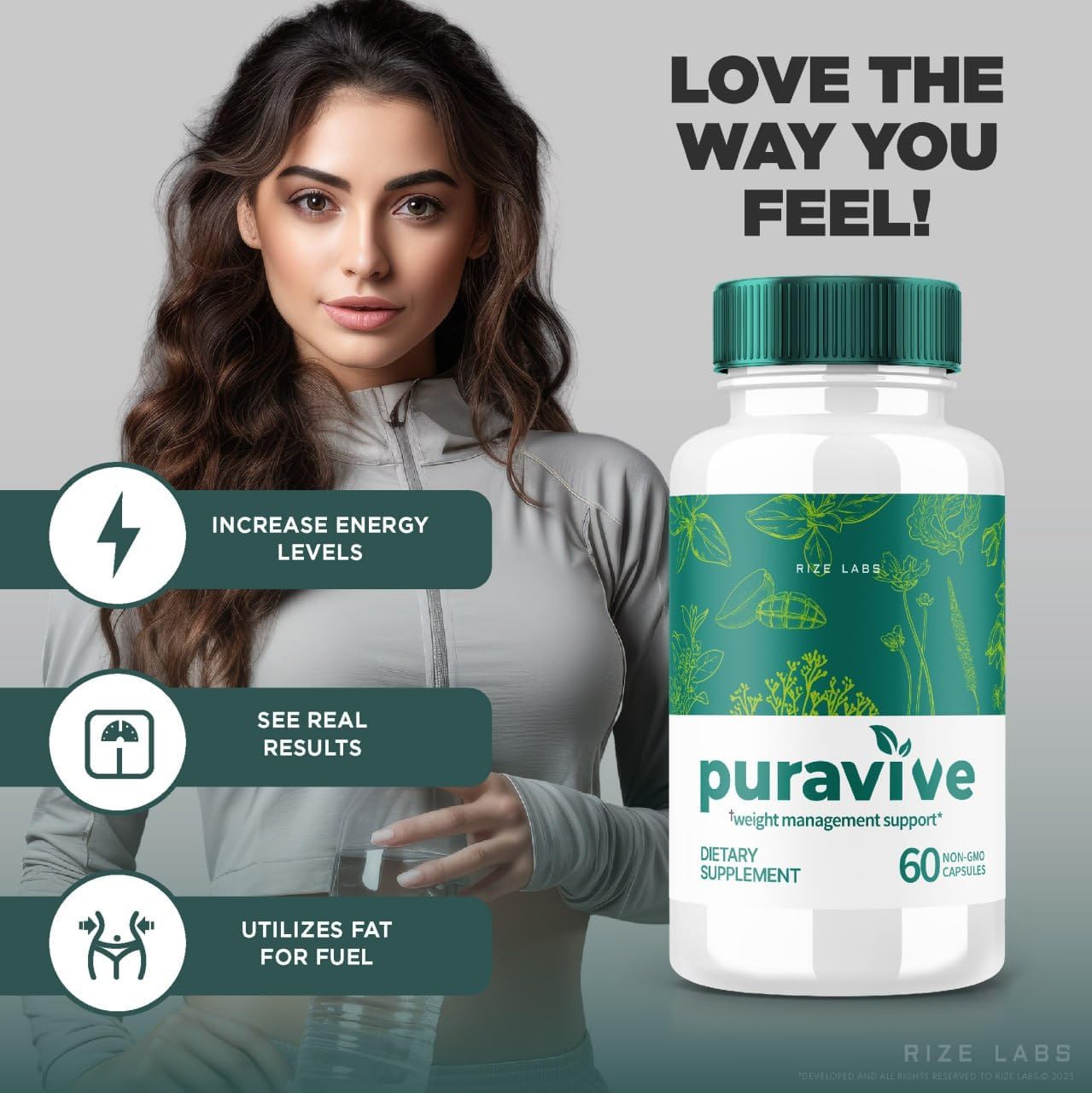 Puravive Exotic Rice Weight Loss Capsules - Boost BAT & Energy, Detox Cleanse, Non-GMO Easy Swallow Tablets (60)