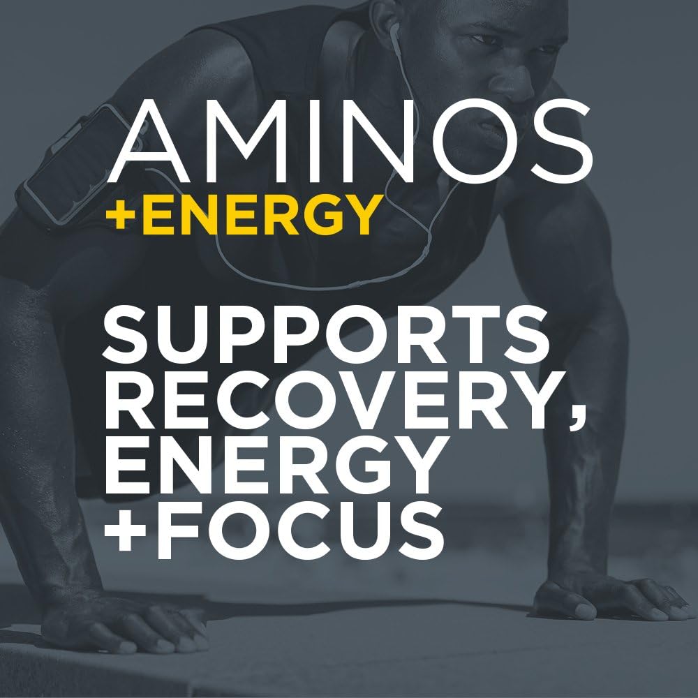 Purbolics Aminos + Energy - Supports Recovery, Energy, and Focus with 95mg Caffeine, Zero Sugar - 60 Servings - Rainbow Candy Flavor