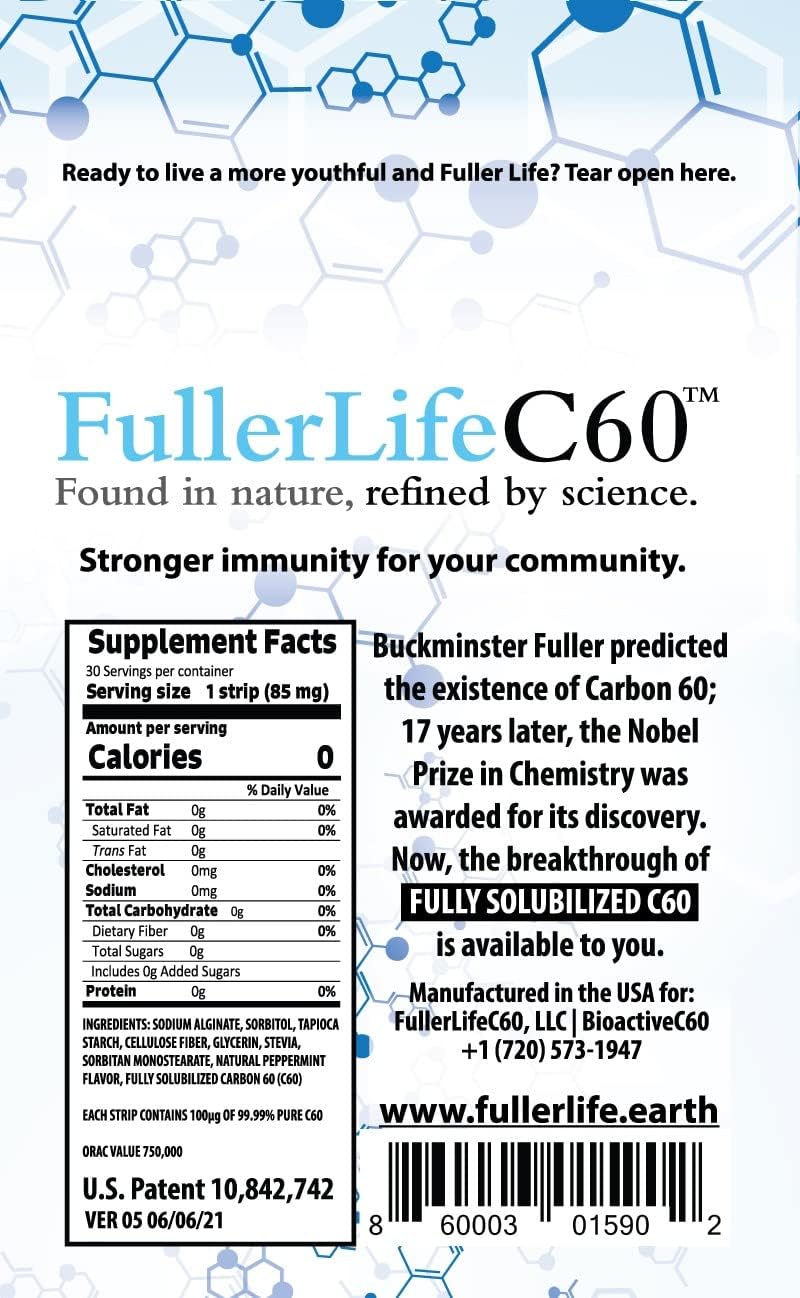 Pure 99.99% C60 Antioxidant Strips | Immunity Booster | Solvent-Free | Fully Dissolved & Dispersed