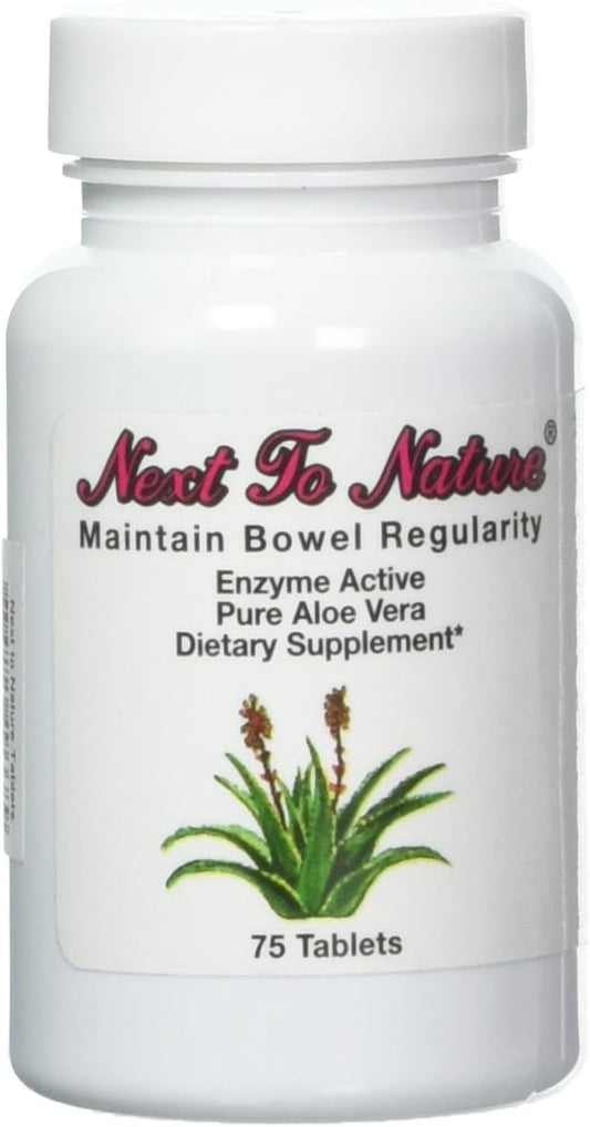 Pure Aloe Vera Dietary Supplement Tablets for Digestive Health, 75 Count