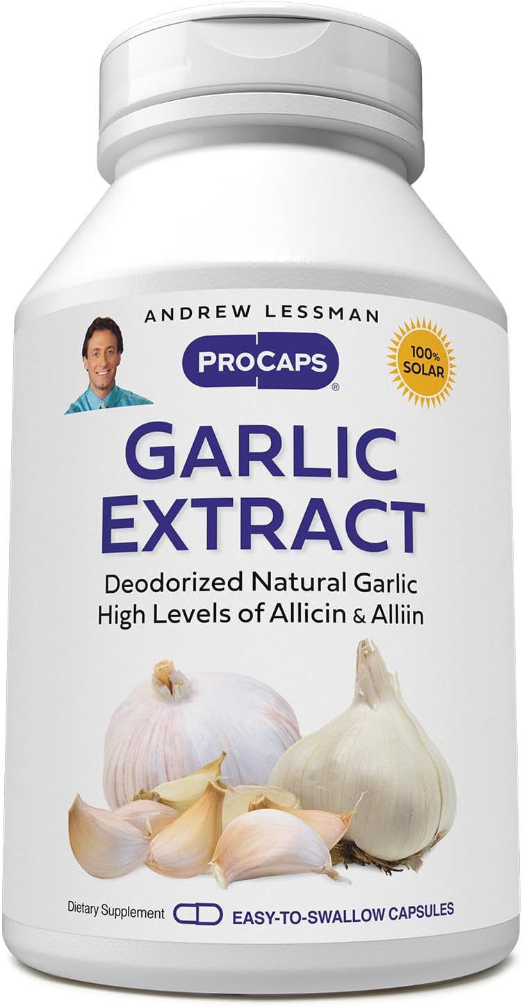Pure and Gentle Garlic Extract Capsules for Heart Health - Sulfur-Based Compounds, Odorless, Additive-Free