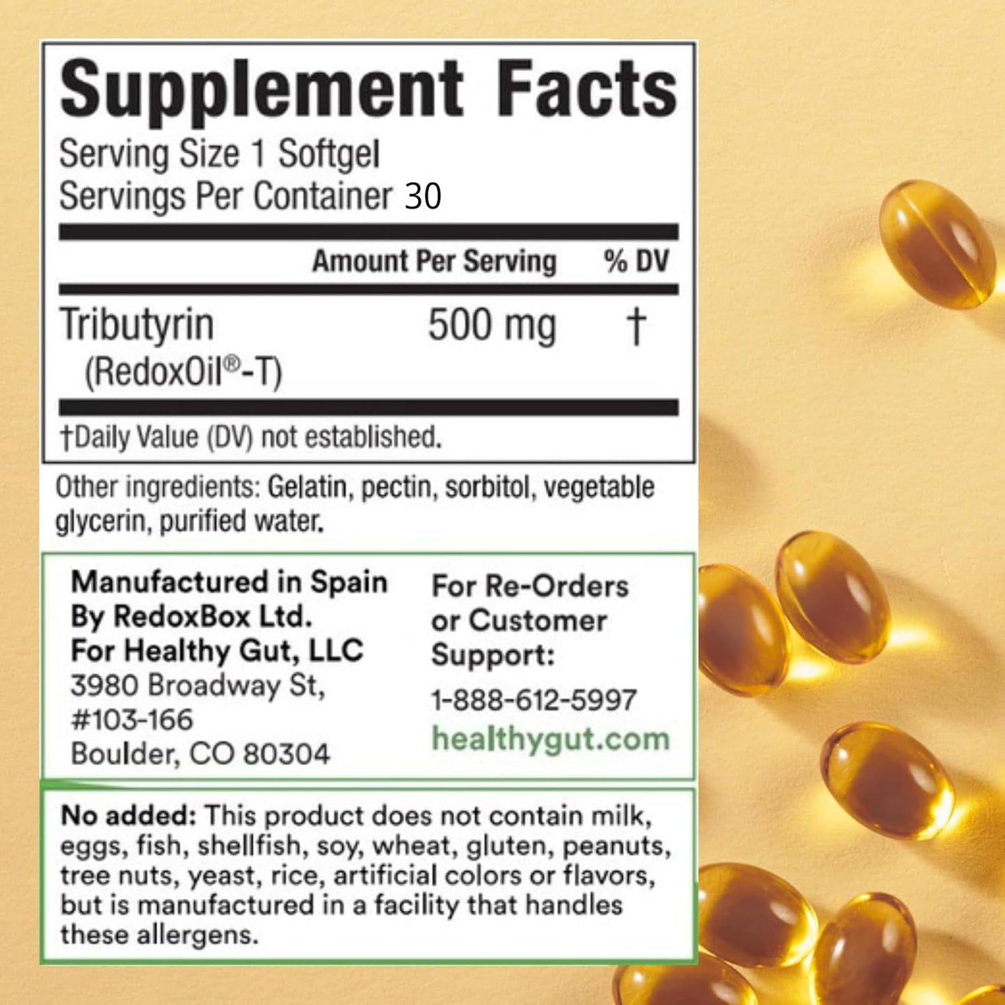 Pure and Odorless Tributyrin-X for Gut Health | Supports Histamine and Leaky Gut | 30 Servings