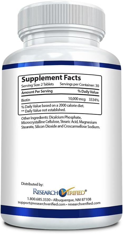 Pure Biotin Extra Strength 10,000mcg - Vegan Tablets for Hair, Skin, and Nails - Made in USA