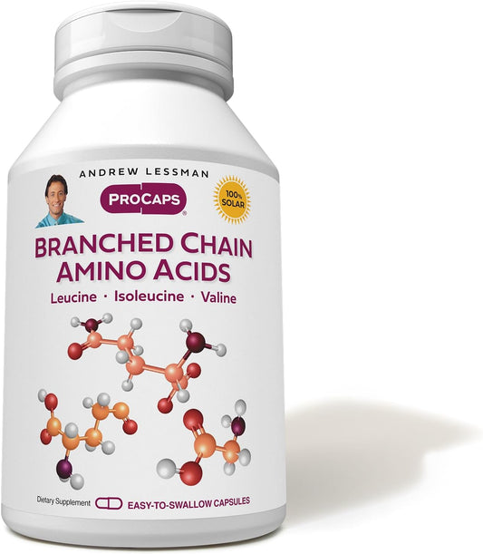 Pure Branched Chain Amino Acids 180 Capsules - Essential BCAA Formula with Leucine, Isoleucine, Valine - Hypoallergenic, Additive-Free, Easy-to-Swallow