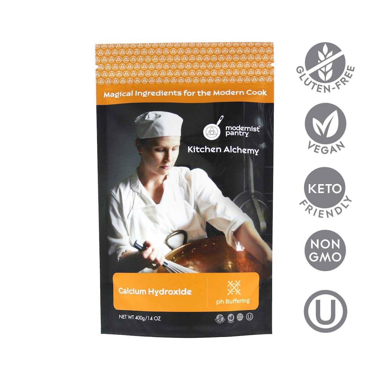 Pure Calcium Hydroxide [Slaked Lime] - Non-GMO, Gluten-Free, Vegan - 400g/14oz - Modernist Pantry