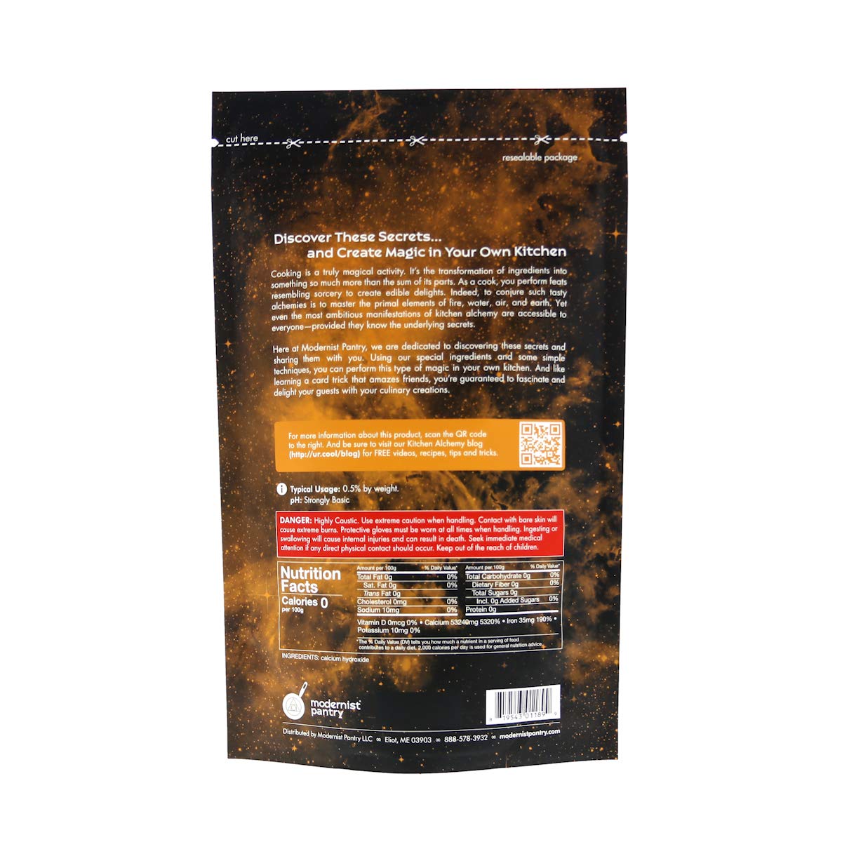 Pure Calcium Hydroxide [Slaked Lime] - Non-GMO, Gluten-Free, Vegan - 400g/14oz - Modernist Pantry