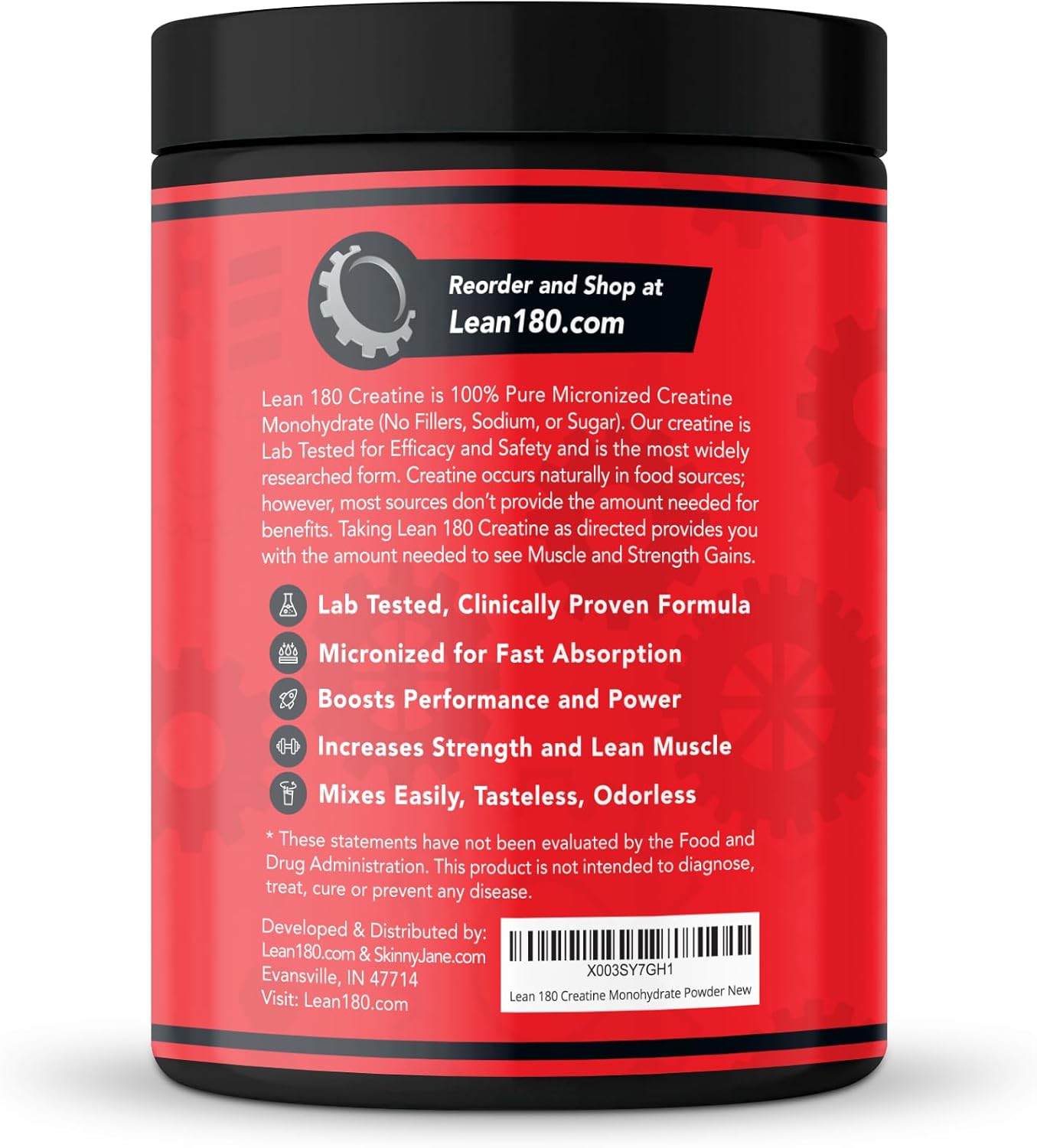 Pure Creatine Monohydrate Powder for Athletic Performance and Recovery - 60 Servings, Gluten Free