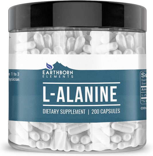 Pure Earthborn Elements L-Alanine Capsules - 200 Count, No Additives, Unadulterated Quality