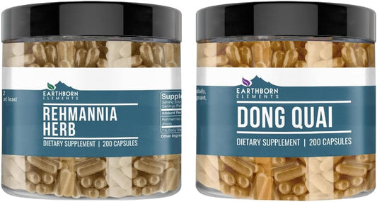 Pure Earthborn Elements Rehmannia Herb and Dong Quai Capsules, 400 Count, No Additives, Natural & Undiluted