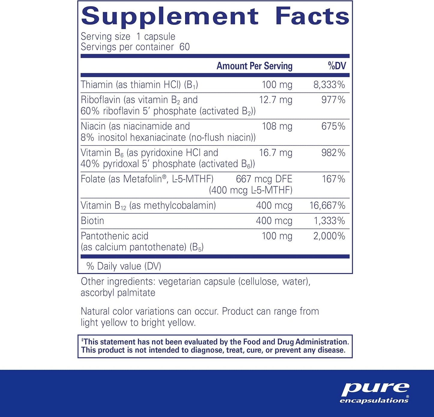 Pure Encapsulations B-Complex Plus: Neurological & Cardiovascular Health Support with B Vitamins, Vitamin B12 & More - 60 Capsules