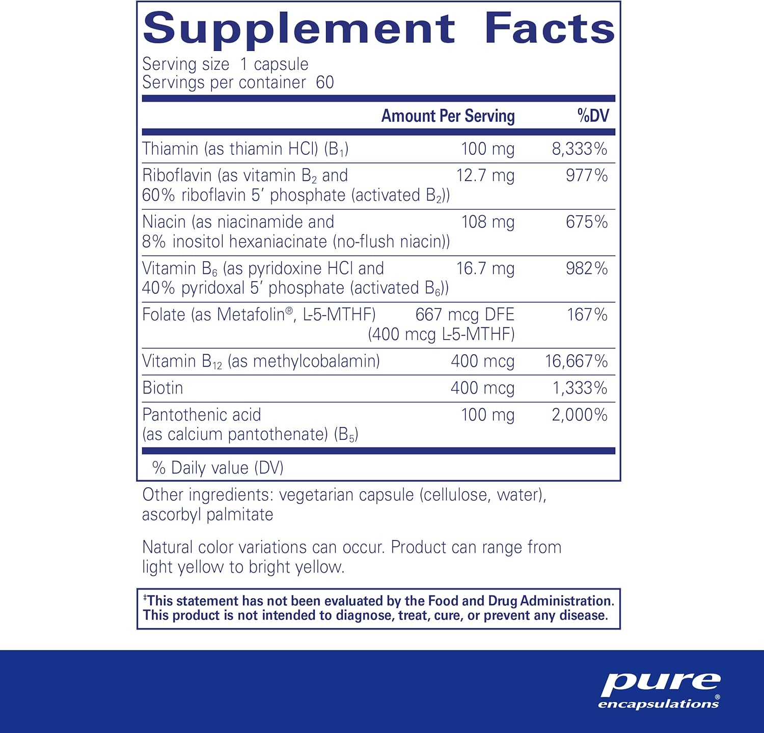 Pure Encapsulations B-Complex Plus: Neurological & Cardiovascular Health Support with B Vitamins, Vitamin B12 & More - 60 Capsules