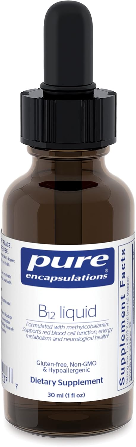 Pure Encapsulations B12 Liquid | 1 fl. oz. Bottle of 1,000 mcg Methylcobalamin Vitamin B12 Supplement for Nerve, Immune, Energy, Cognitive Health